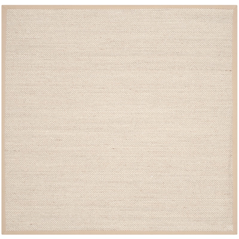 SAFAVIEH Natural Fiber Pacific Casual Border Sisal Rug - 6' Square - Marble/Linen - Square