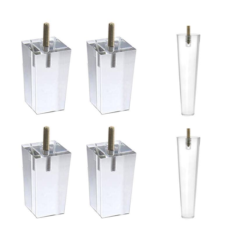6" Square Acrylic Legs, Sturdy Replacement for Sofa & Tables, Set of 6