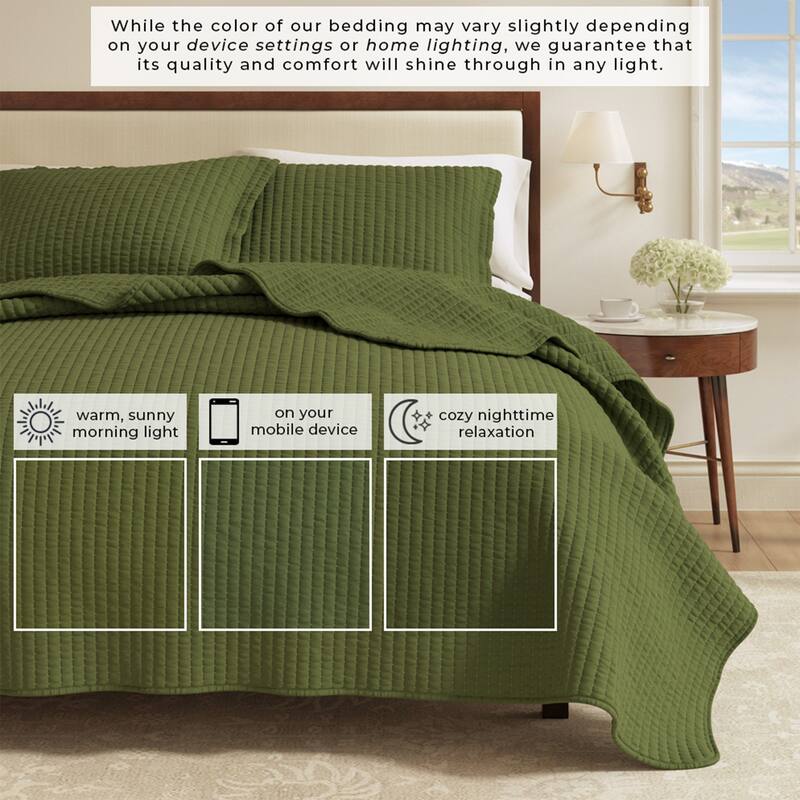Linery & Co. Detailed Channel Stitch Microfiber Quilt Set With Shams.