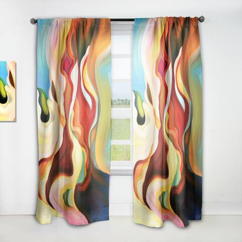 Designart 'Red Blue And Yellow Marble Art Universe I' Modern Curtain Panels