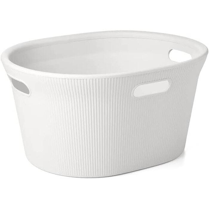 Decorative Laundry Basket 35 Liter, Ribbed Design 10.5" H x 20.5" W x