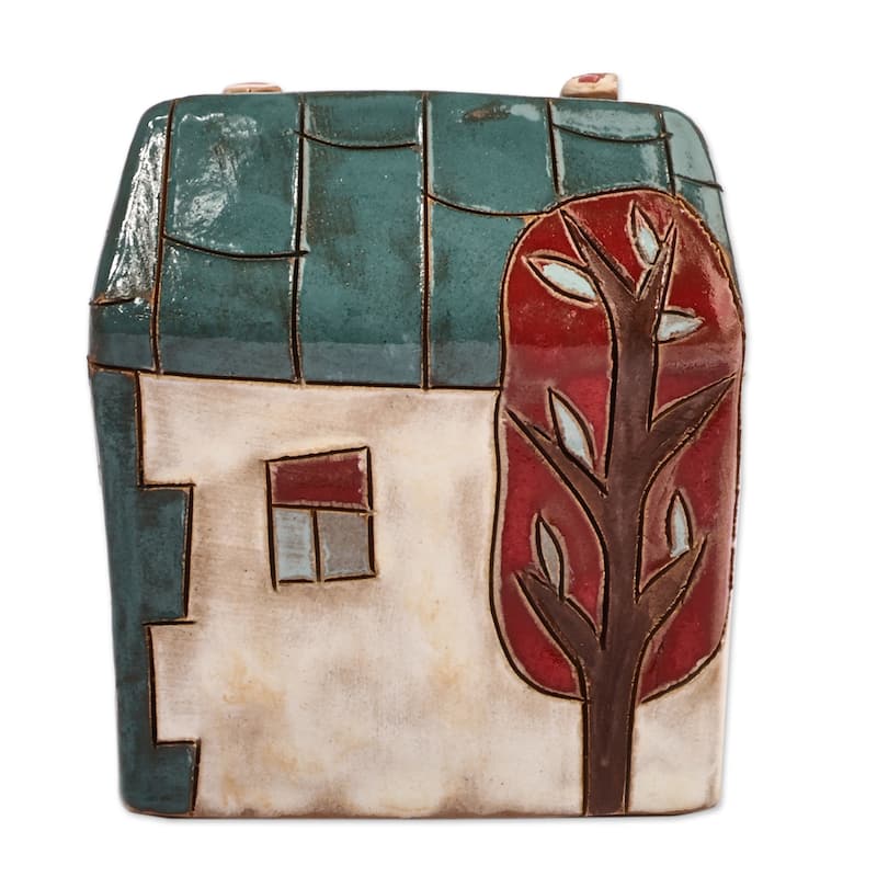 Novica Handmade Peaceful Home Ceramic Napkin Holder (Medium)