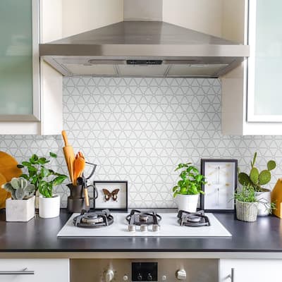 Merola Tile Expressions Treux White 10-1/8" x 12-7/8" Glass Floor and Wall Tile