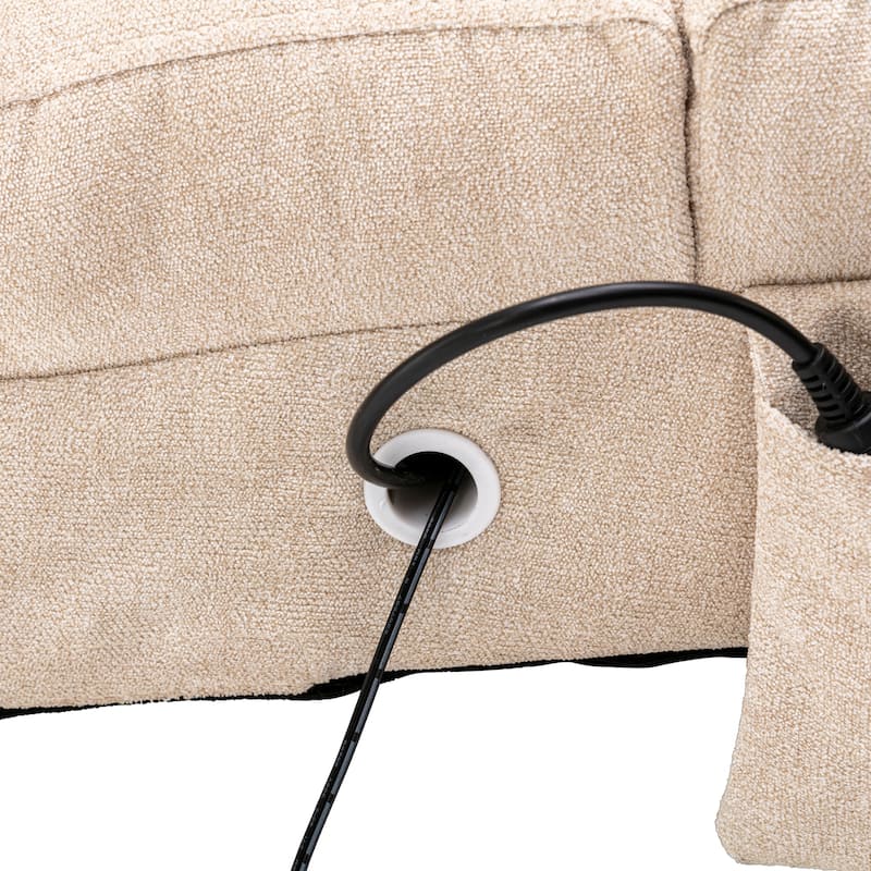 Linen Electric Massage Recliner Chaise Chair with Remote Control and Ergonomic Backrest