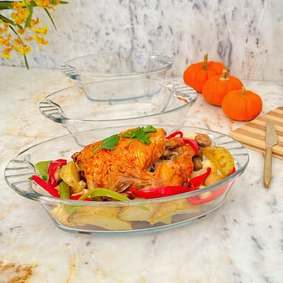 PRIMA Set/3 Oblong Glass Oven Dish