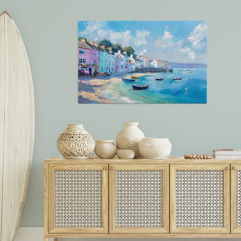 Stupell Seaside Village Cottages Canvas Wall Art Design By LSR Design Studio