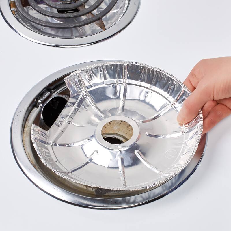 Reusable Electric Stove Aluminum Burner Cover - Set of 18 - 8.750 x 8.500 x 2.000 - Silver - 8.750 x 8.500 x 2.000