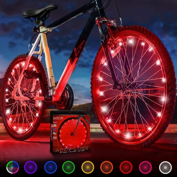 slide 2 of 6, Activ Life Bike Wheel Lights (2 Tires, Pink), Birthday & Summer Gifts for Women & Girls, Unique Presents for Her
