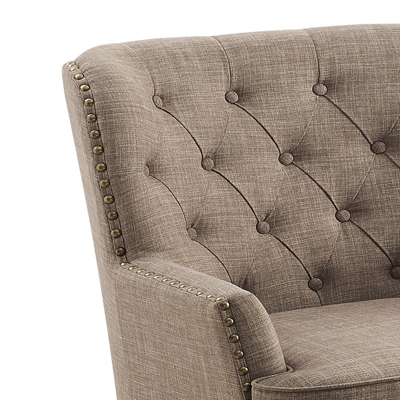 Moser Bay Mignon 30'' Wide Tufted Wingback Accent Chair with Ottoman, Velvet or Linen