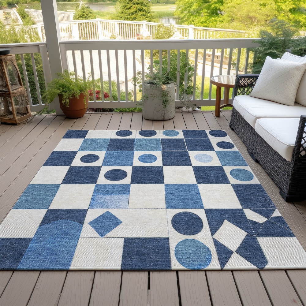 Machine Washable Indoor/Outdoor Casual Contemporary Chantille Rug
