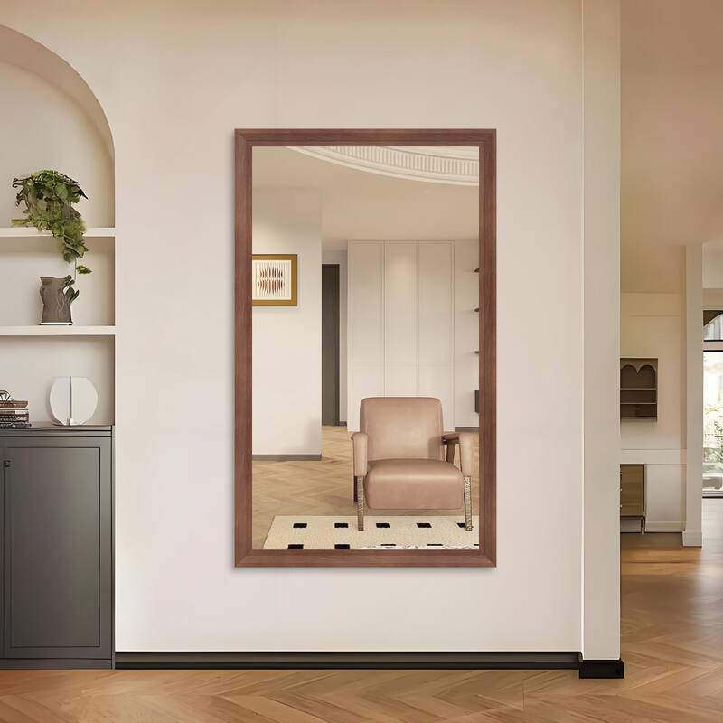 Oversized Modern Rectangle Bathroom Mirror - Yellow and Coral