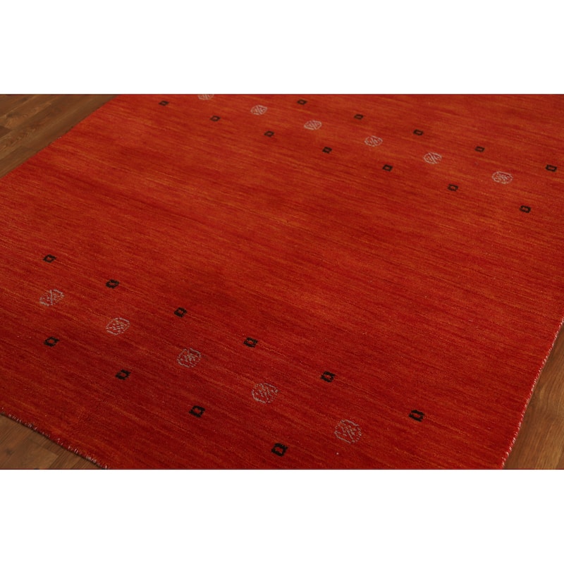 Orange Gabbeh Indian Area Rug Handmade Tribal Wool Carpet - 4'11" x 7'10"