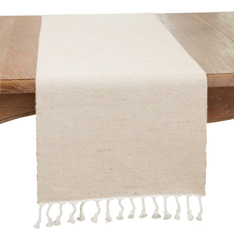 Solid Tasseled Cotton And Jute Runner