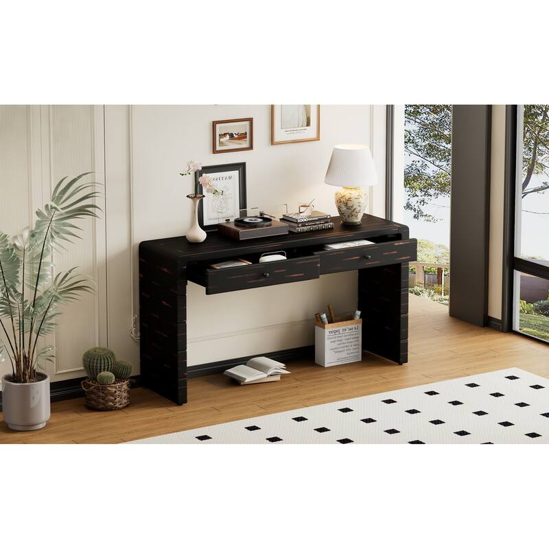 Wooden Entryway Table with 2 Drawers