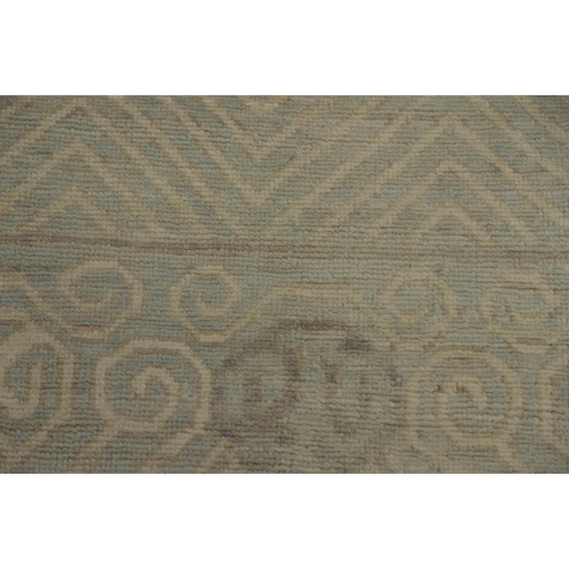 Vegetable Dye Wool Oushak Turkish Area Rug, Floral Geometric Carpet - 11' 11'' X 9' 1''