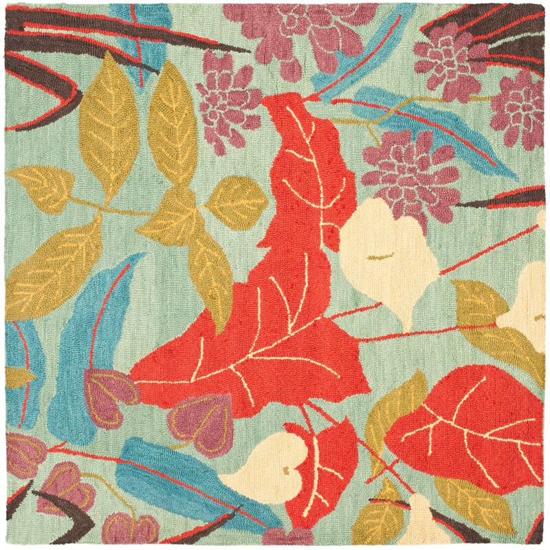 SAFAVIEH Handmade Blossom Celene Traditional Wool Rug - 8' Square - Blue/Multi