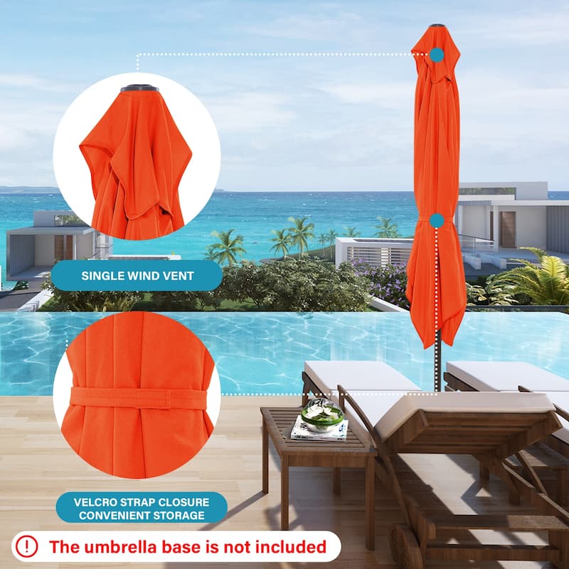 6.5*10ft Rectangular Patio Market Umbrella with Crank & Tilt, UV & Water-Resistant Canopy