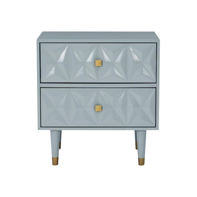 Carson Carrington Geo Wood Nightstand - Grey