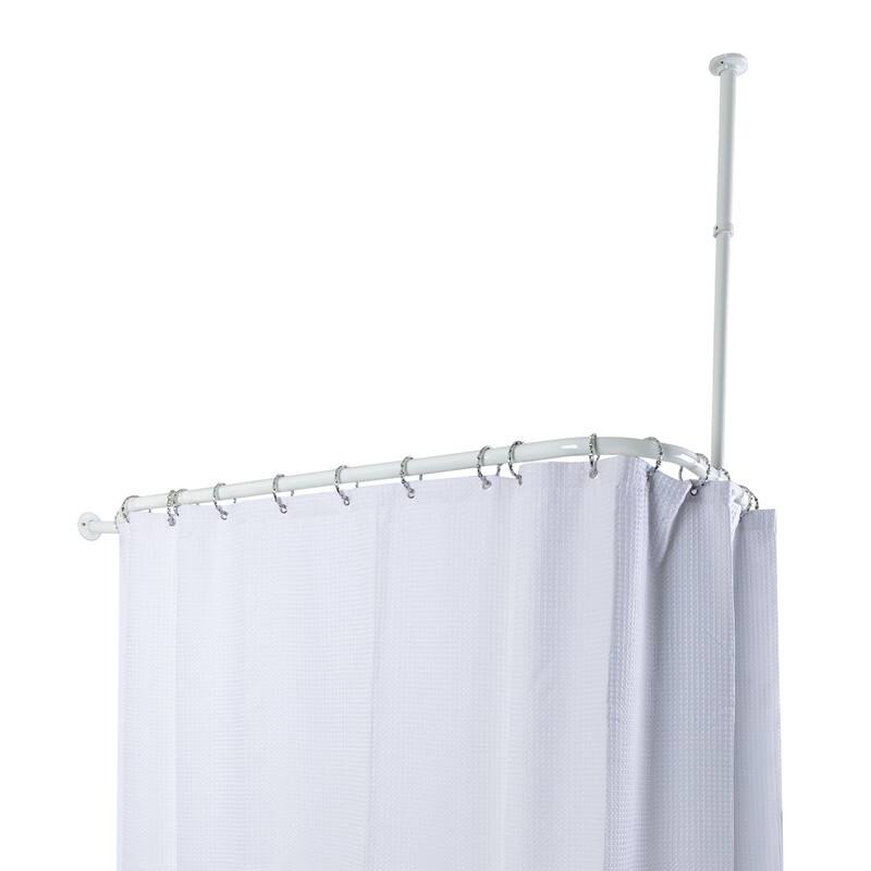 Utopia Alley Rustproof Wall Mounted Aluminum Hoop Shower Rod with white Shower Curtain, 45.7x22"