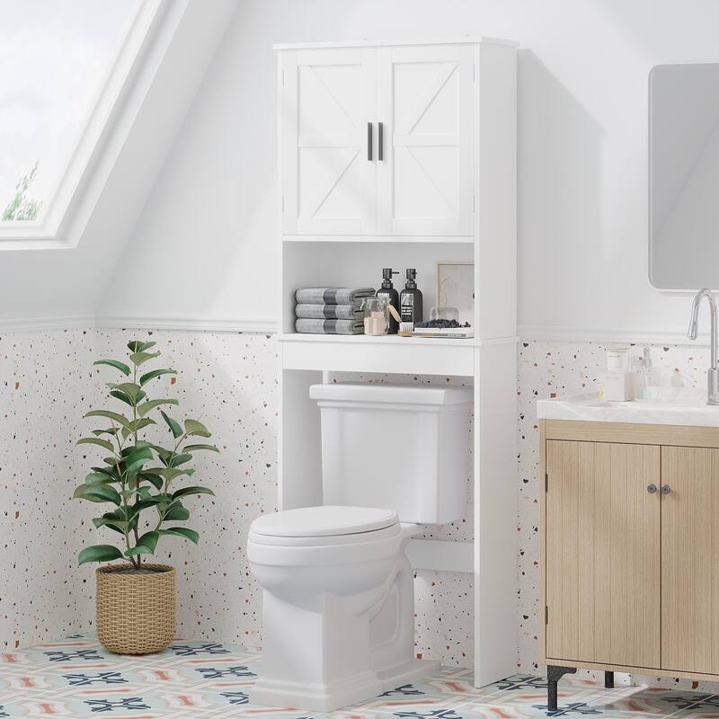 Anmytek Modern Espresso Over The Toilet Space Saver Wood Storage Cabinet Bathroom Organizer