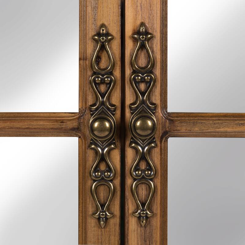 Kate and Laurel Boldmere Wood Windowpane Arch Mirror