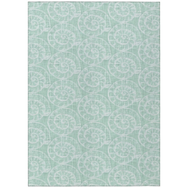 Indoor/ Outdoor Surfside Imprints Washable Rug New - Green - 9' x 12'