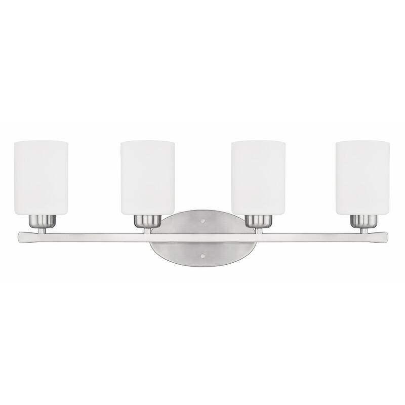 Dixon 28-inch 4-light Bath/ Vanity Fixture w/ Soft White Glass - Brushed Nickel