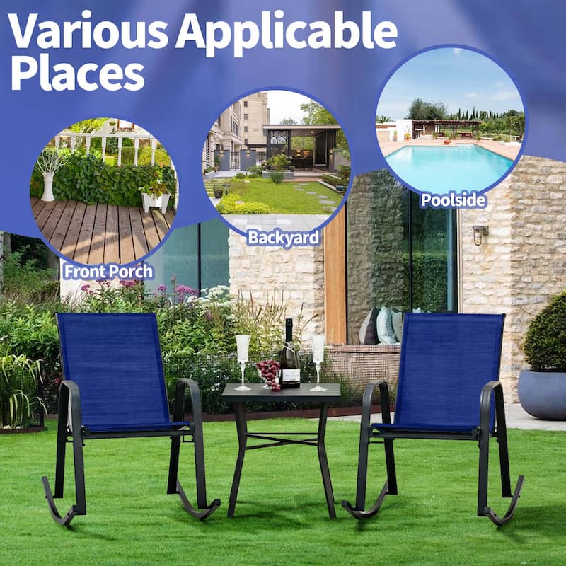 Costway 2/4 PCS Patio Rocking Chair Heavy-Duty Metal Rocker Outdoor