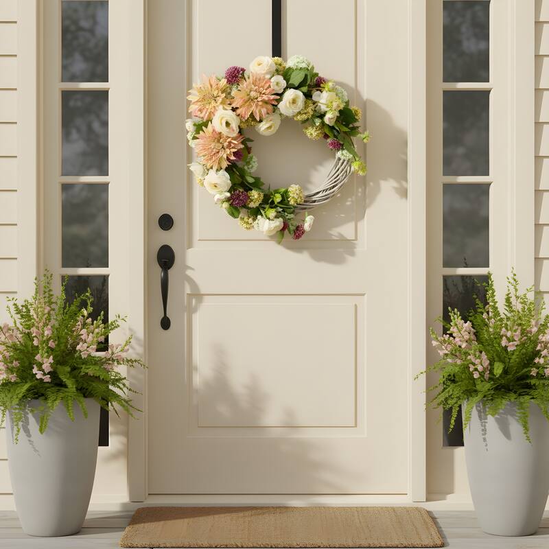 26" Spring Wreath with Dahlias and Ranunculus