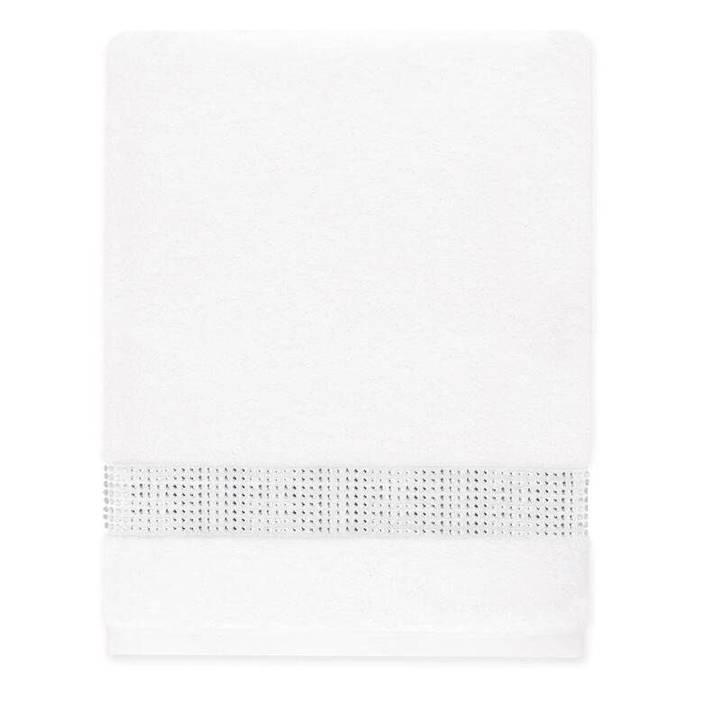 Sparkles Home Stripe Rhinestone Bath Towel - White