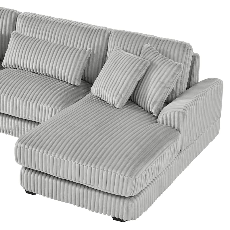 Oversized Corduroy Sectional Sofa with a Chaise