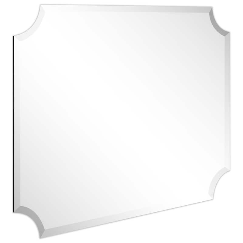 Frameless Rectangle Scalloped Beveled Wall Mirror, Bathroom, Vanity, Bedroom, Living room Mirror,1"-beveled Edge - Clear
