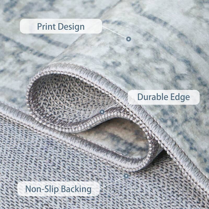 Mcow Floral Faded Low Pile Machine Washable Non-Slip Area Rug - 8'X10'