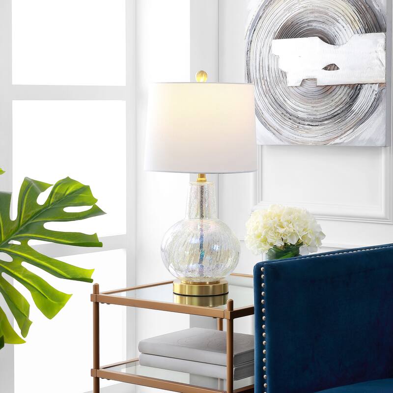 SAFAVIEH Lighting Atlas 24-inch Glass LED Table Lamp. - 12" W x 12" L x 24" H - Luster Crackle