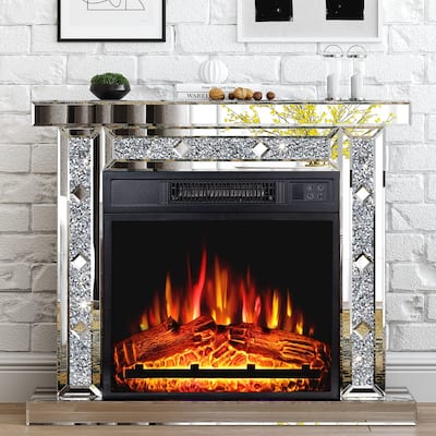 29.13'' W Modern Electric Fireplace with Mirrored Mantel