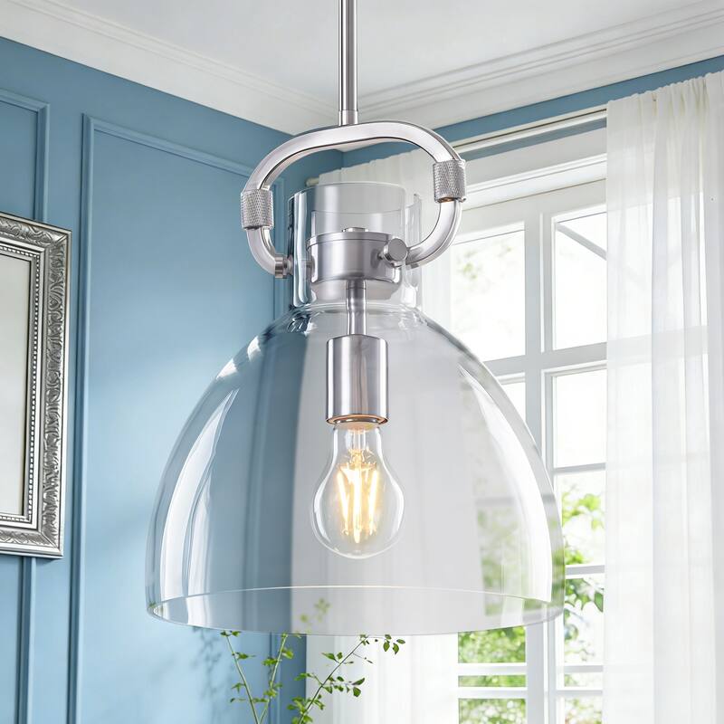 Starsky 1-Light Industrial Pendant With Glass Shade