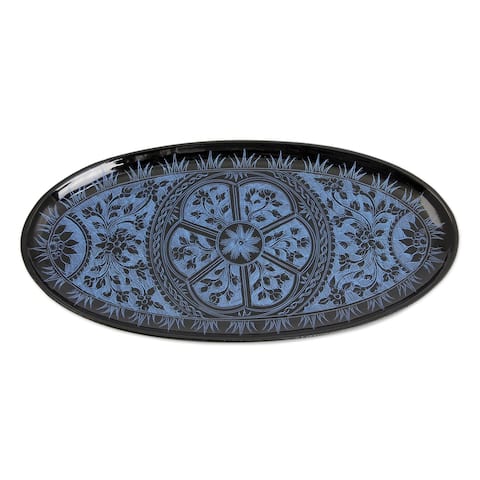Novica Handmade Floral Medallion Lacquered Wood Catchall Tray