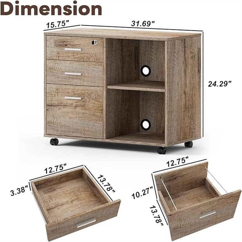 Wood Filing Cabinet - 15.75"D x 31.69"W x 26.29"H