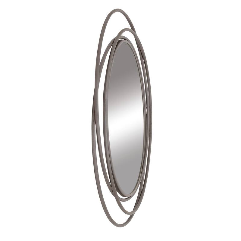 Stylish Metal Wall Mirror with Overlapping Circles and Foiled Finish - Gold or Gray