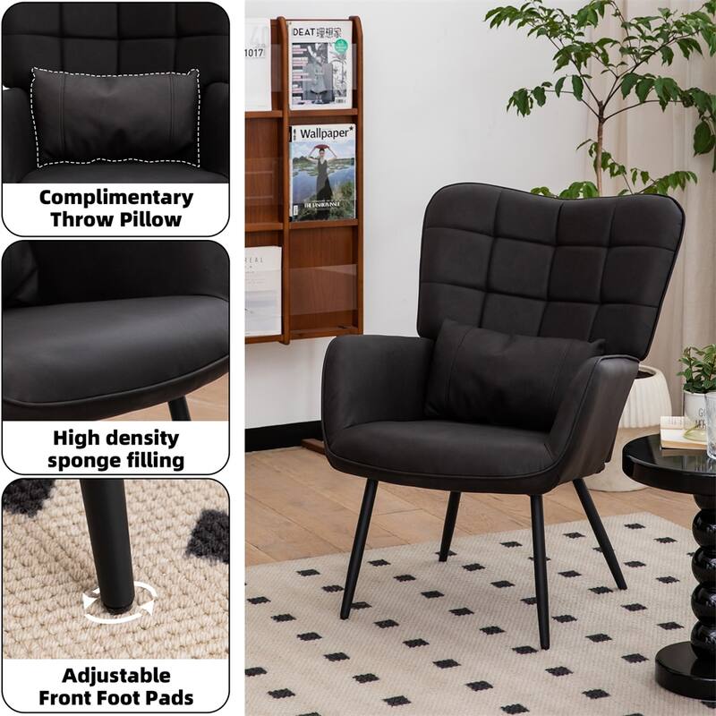 Leather Armchair,Modern Accent Chair High Back,Living Room Chairs