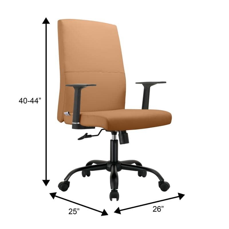 Evander Ergonomic Leather Upholster Office Chair with Aluminum Frame, Foam Cushion, Fixed Armrests, 360° Swivel & Quick Assembly