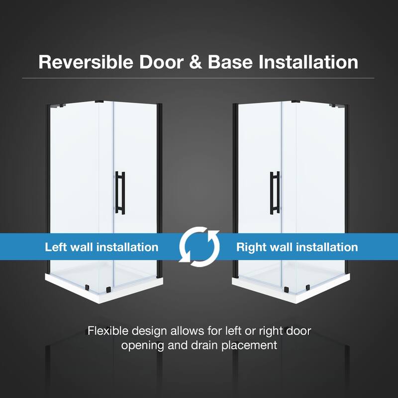 OVE Decors Pasadena Corner Frameless Pivot Shower Door Kit with Base Pan, 2025