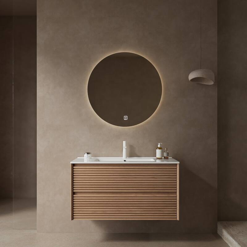 Wall-Mounted Bathroom Vanity Set with Integrated Ceramic Sink