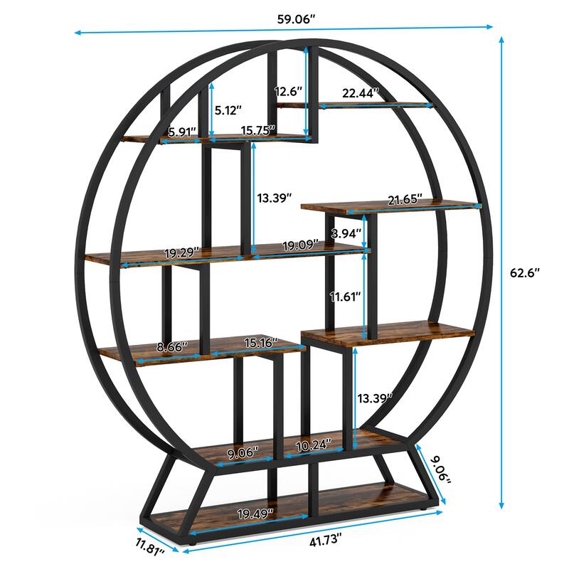 Round Plant Stand, Rustic 63 Inch Potted Plants Holder Flower Rack