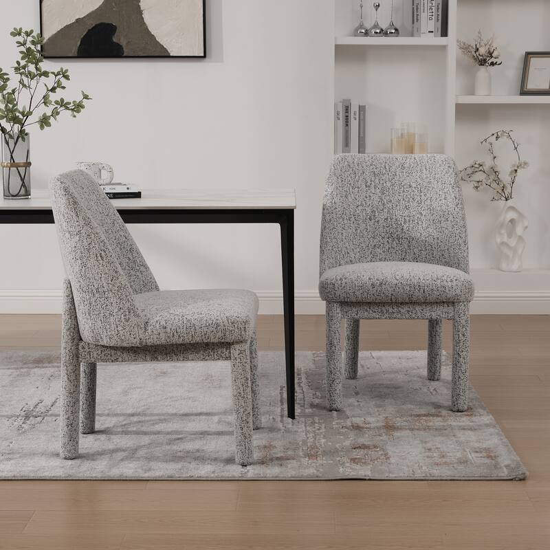 Upholstered Chenille Dining Chairs With Rubberwood Legs,Set of 2
