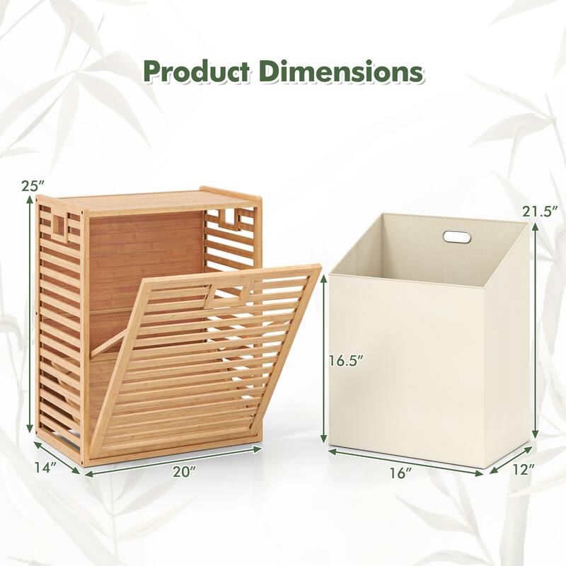 18 Gallon Multi-Room Natural Wicker Laundry Hamper with Airflow Design and Removable Fabric Storage Bin