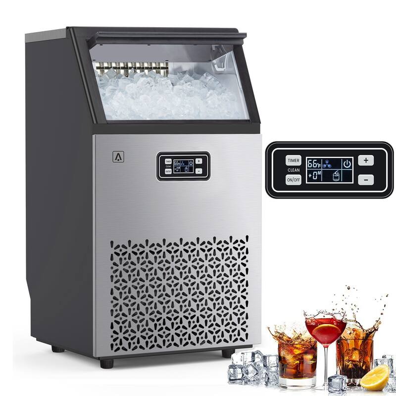 Commercial Ice Maker Machine, 150Lbs/24H with 33Lbs Storage - Silver