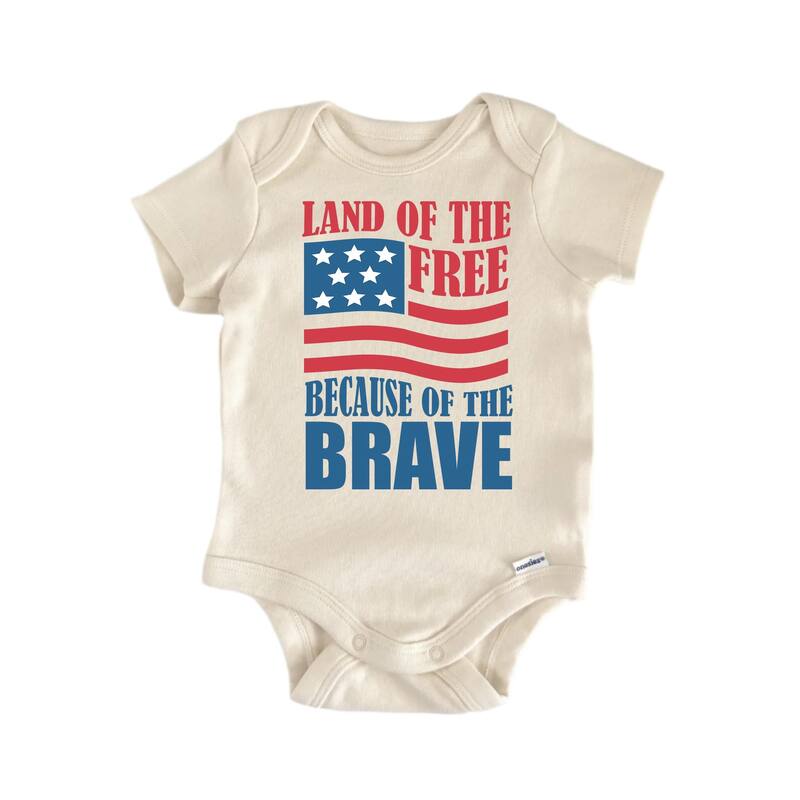 Land Free July 4th Patriotic - Baby Boy Girl Clothes Infant Bodysuit Funny Cute - White - 0-3M
