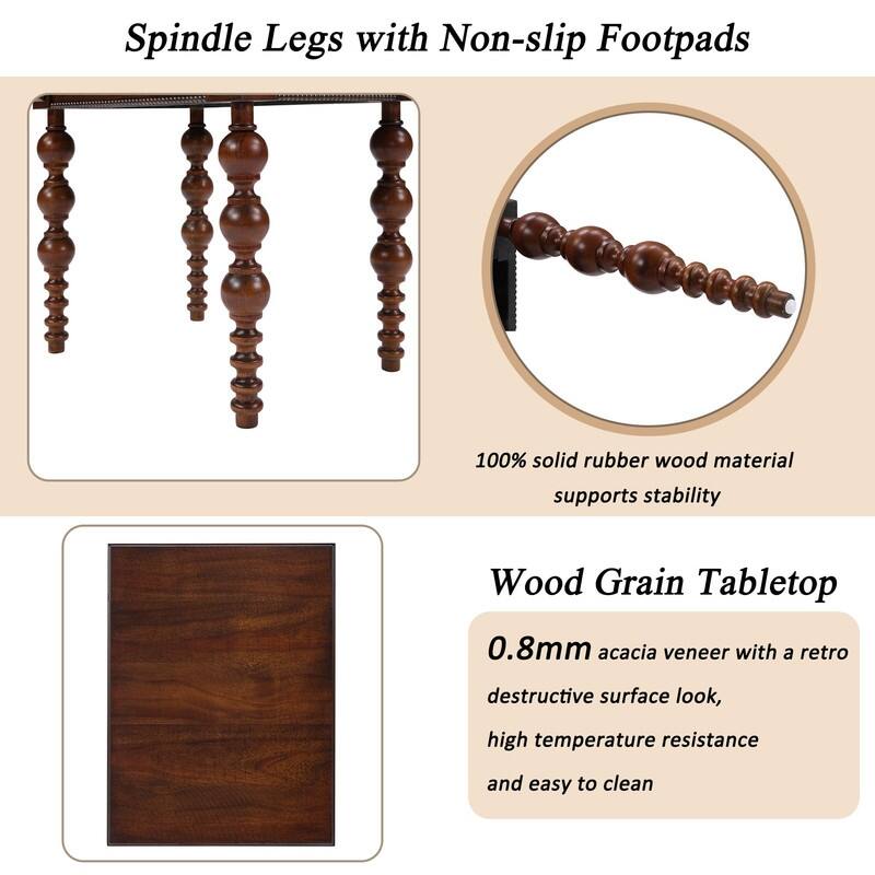 Retro 3-Piece Solid Wood Coffee Table Set with Storage Drawer, Vintage Design for Living Room and Office Decor