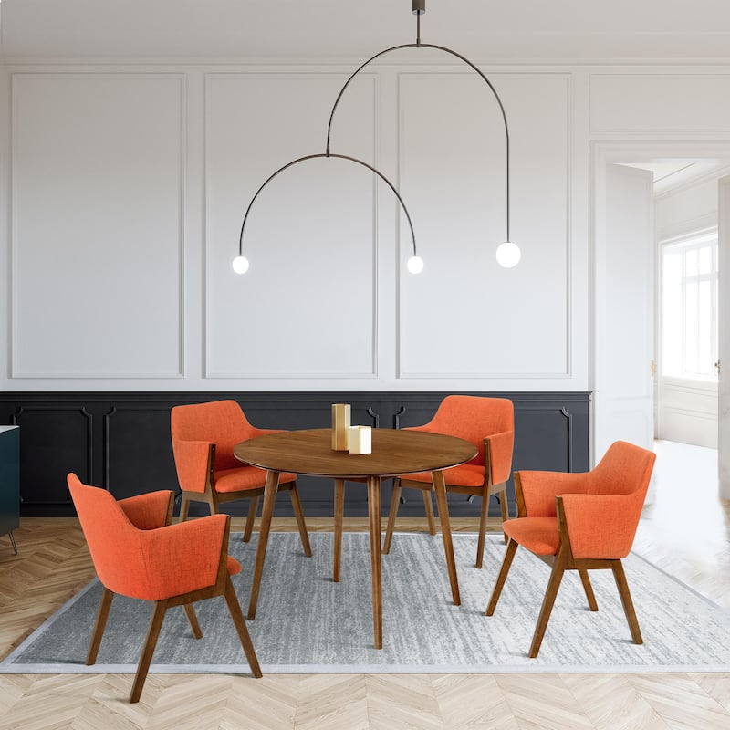 Arcadia and Renzo 42" Round Wood 5 Piece Dining Set